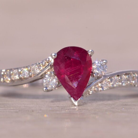 Natural Ruby and Diamond Ring in White Gold